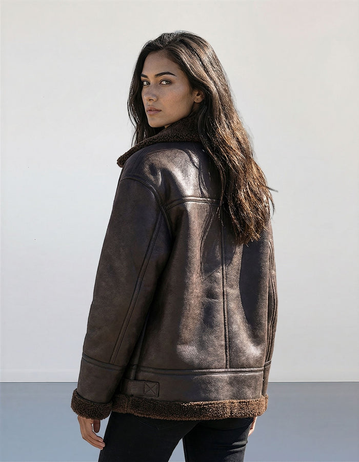 Cozy Casual Double-Sided Leather-and-Fur Coat