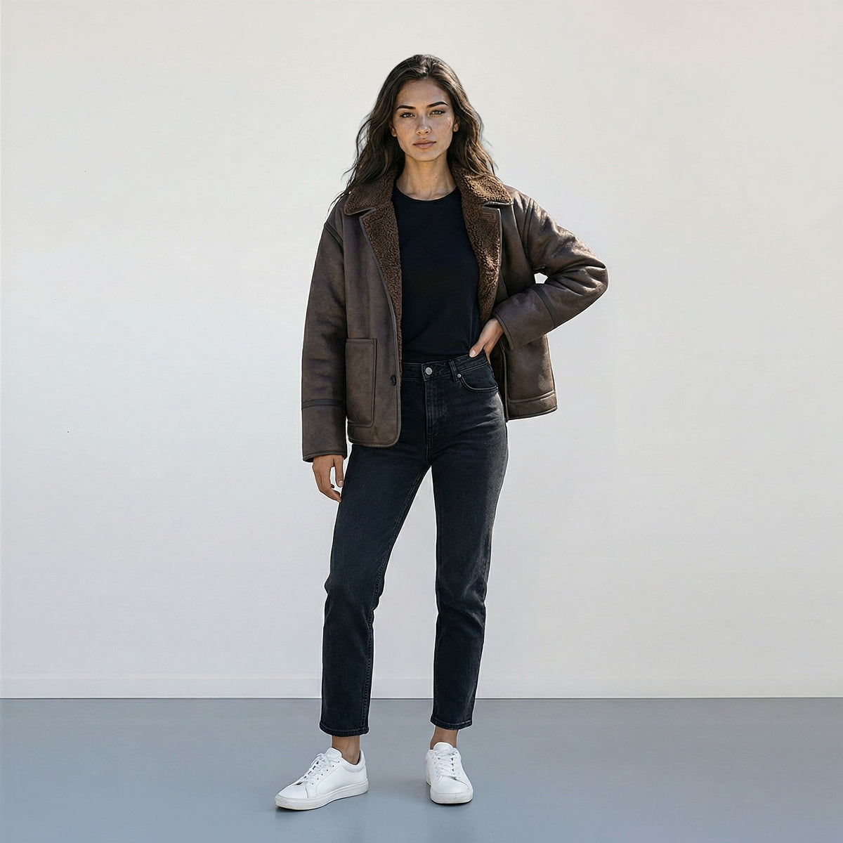Cozy Casual Double-Sided Leather-and-Fur Coat