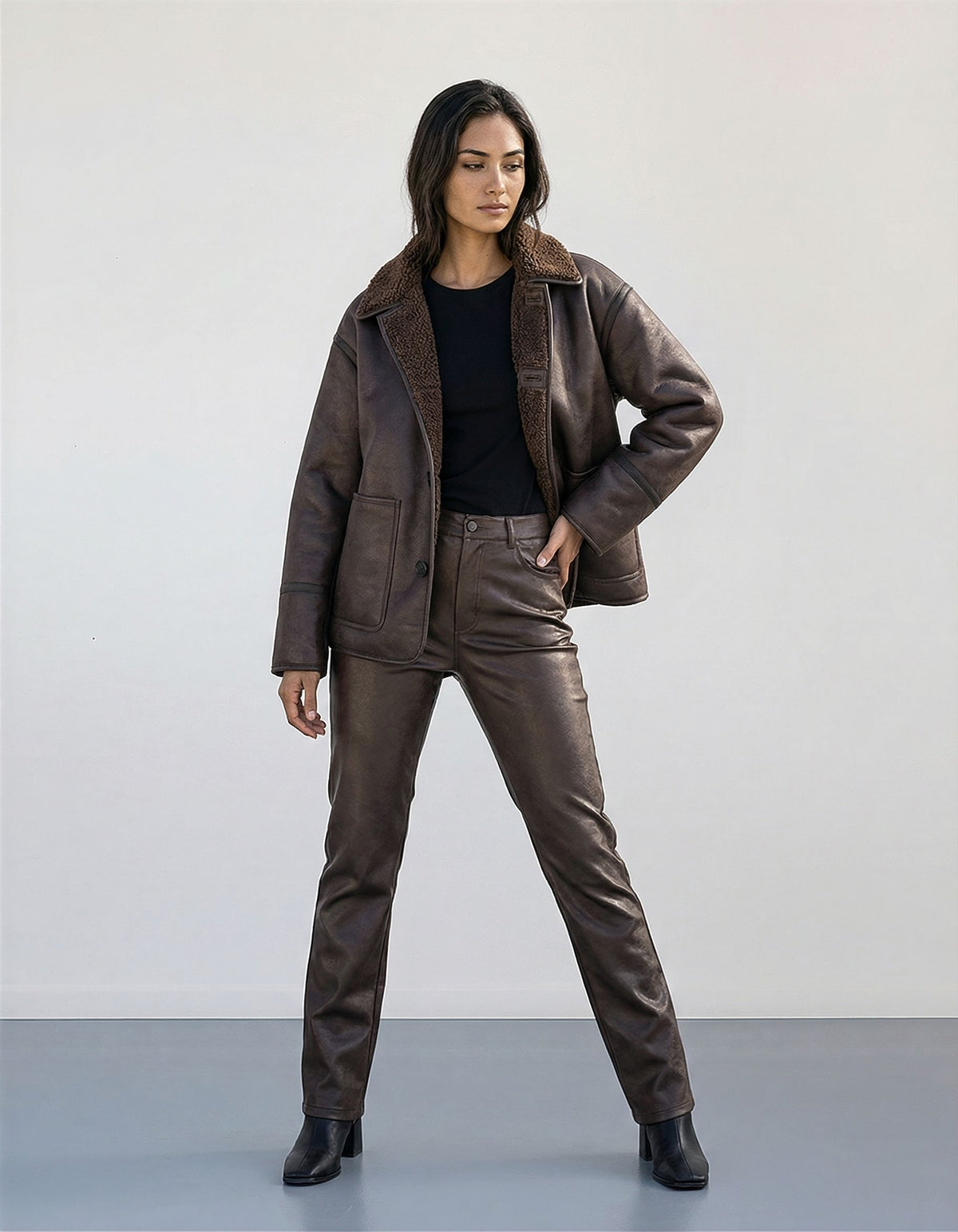 Cozy Casual Double-Sided Leather-and-Fur Coat