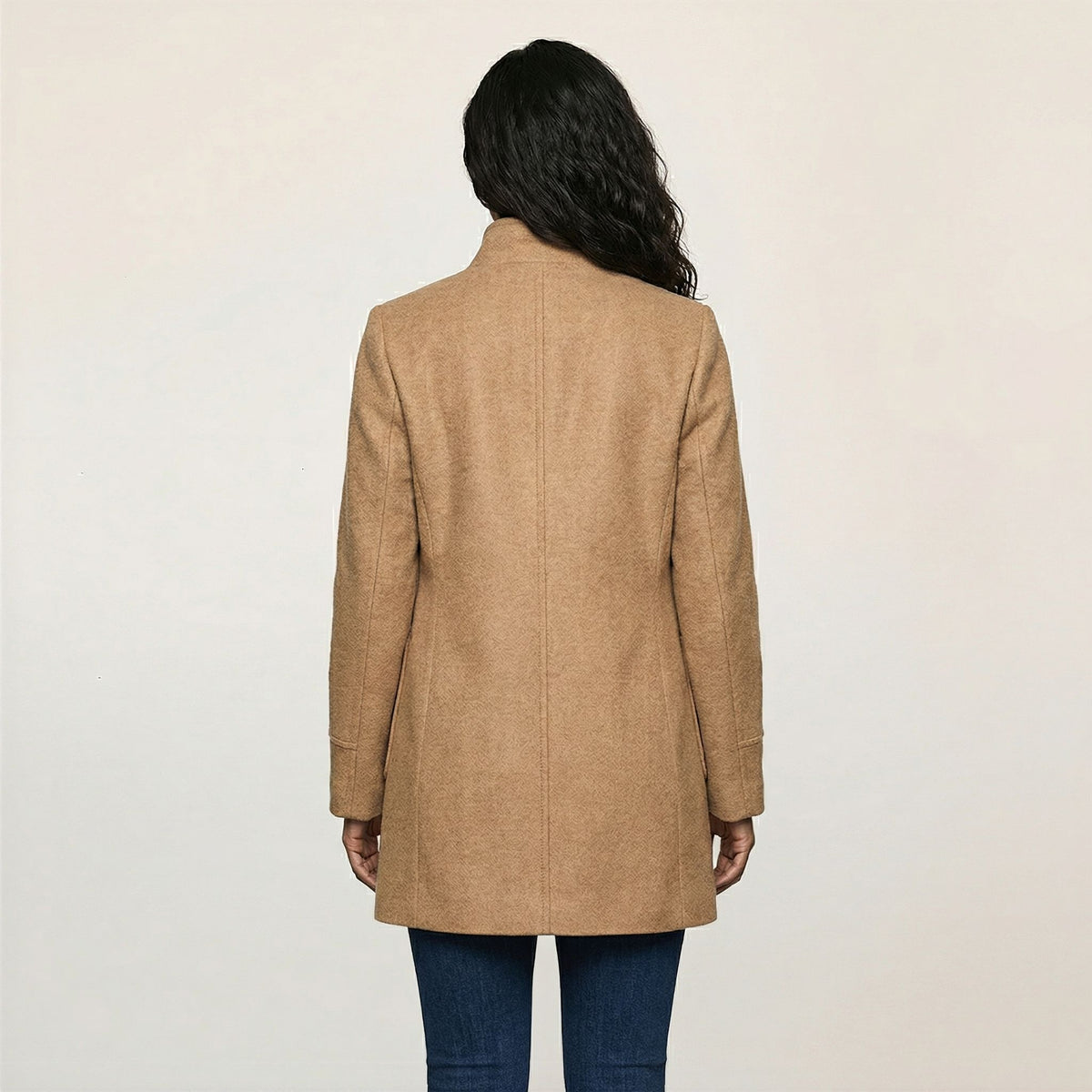 Stand Collar Woolen Coat - Casual Button Outwear