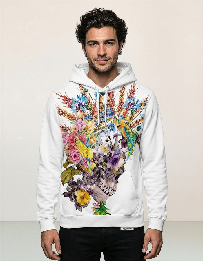 Men Comfort Polyester Loose Print Hoodie