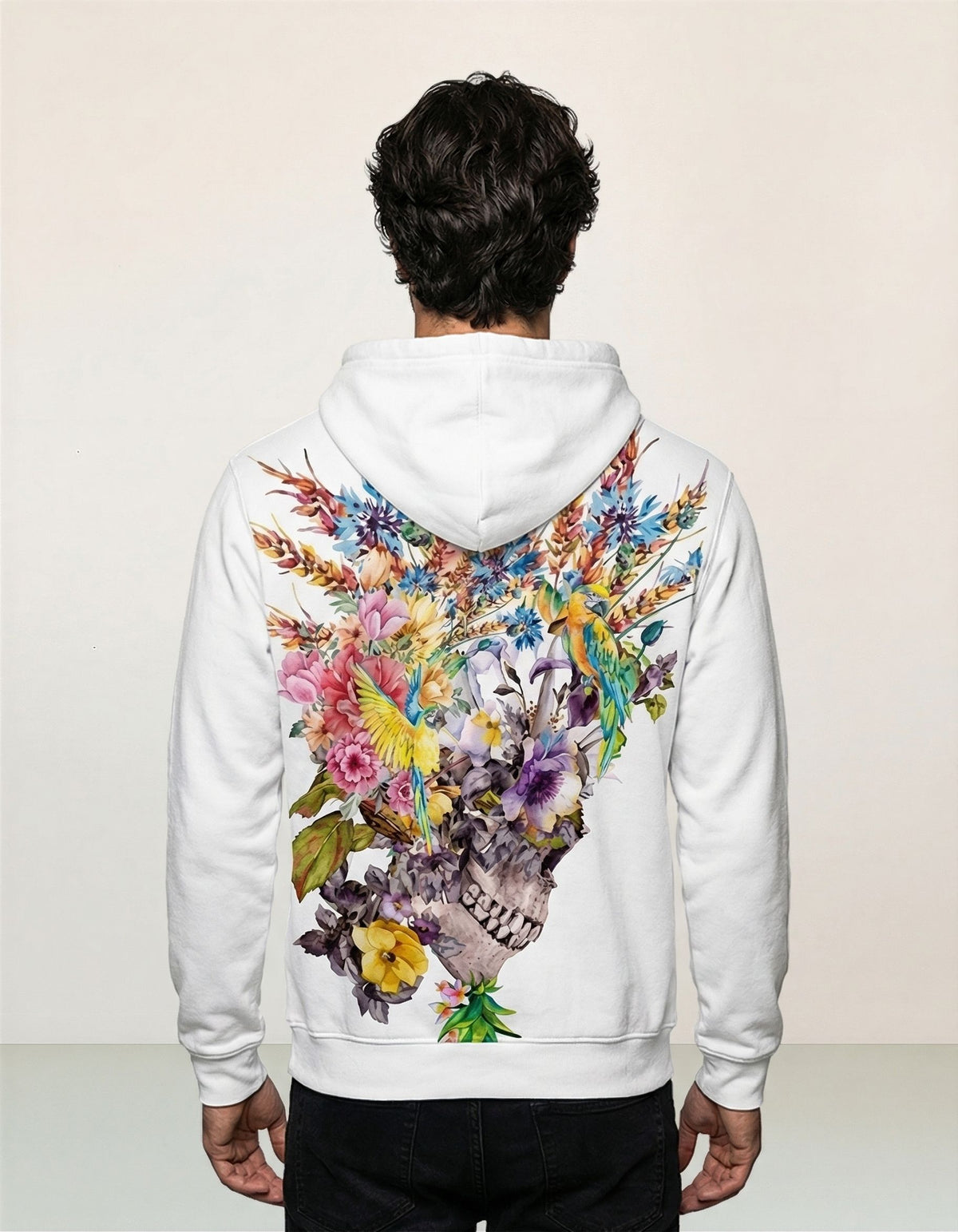 Men Comfort Polyester Loose Print Hoodie