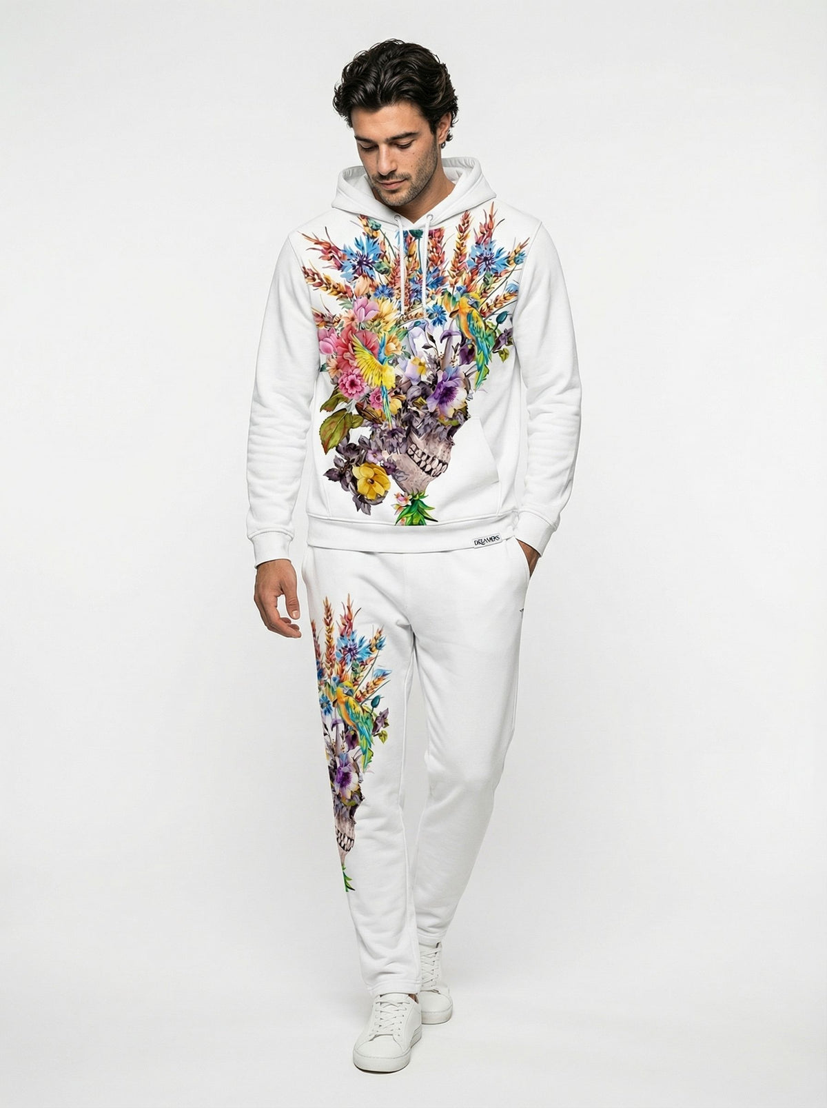 Men Comfort Polyester Loose Print Hoodie