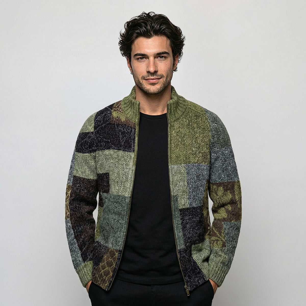 Casual 3D-printed Zip-up Jacket