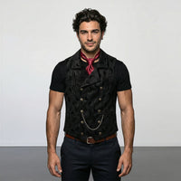 Double-Breasted Chain-Attached Suit Vest