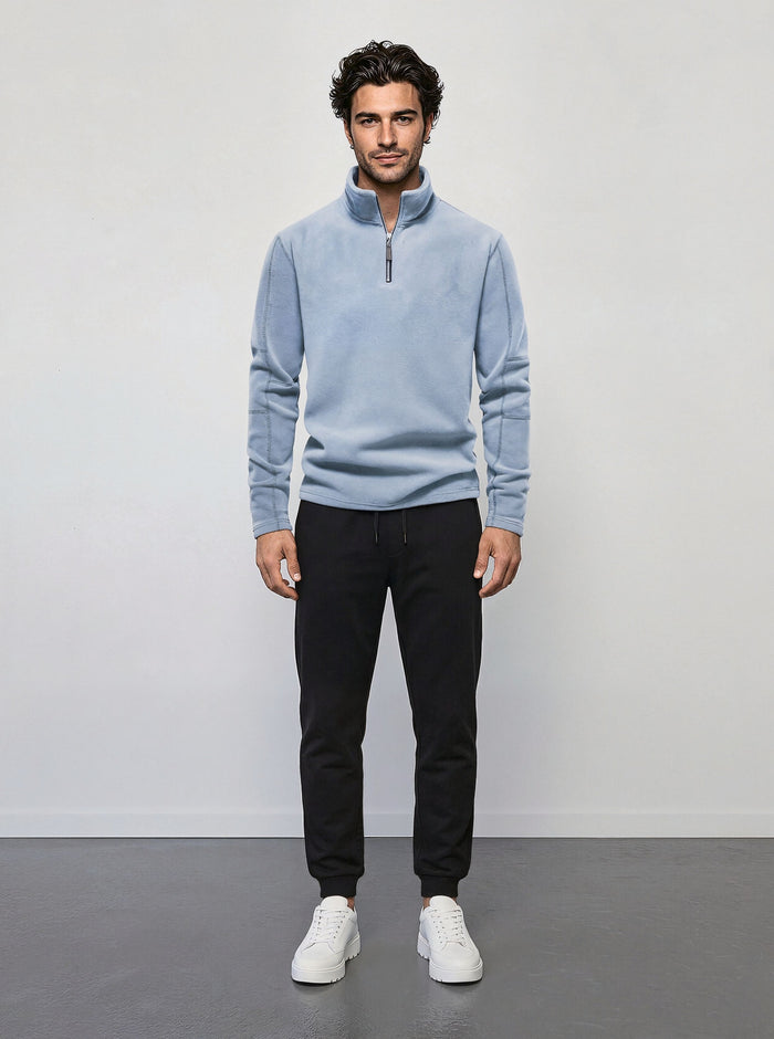 Long-sleeve  Half-zip Hoodie With A Stand-up Collar