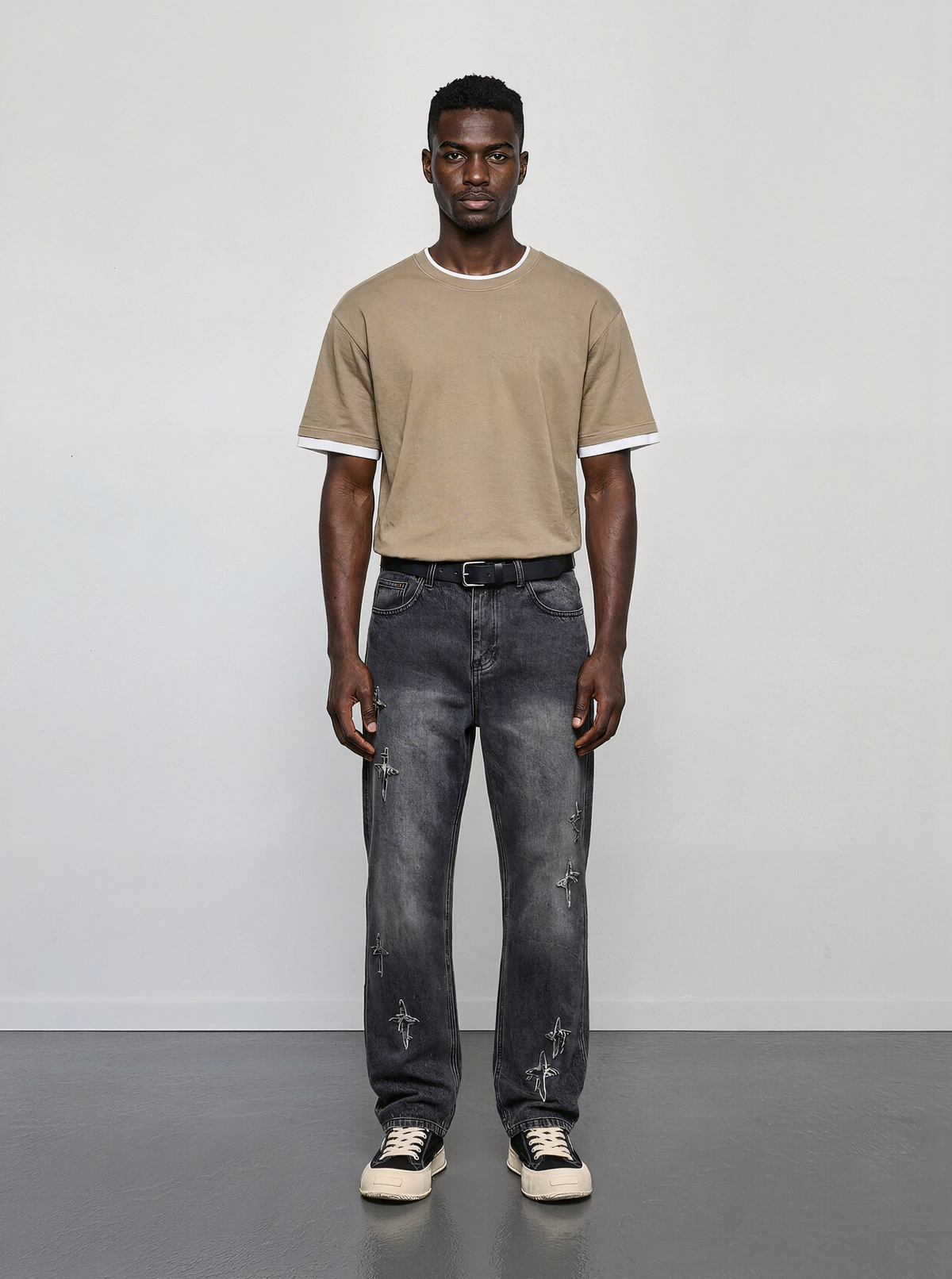 Zipper Loose Denim Trousers