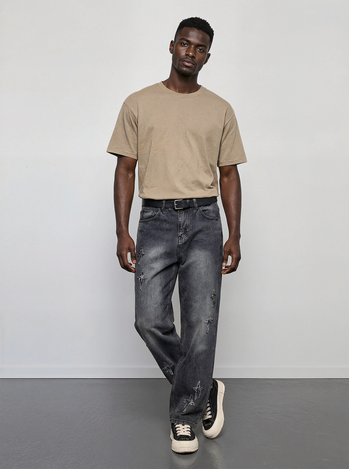 Zipper Loose Denim Trousers