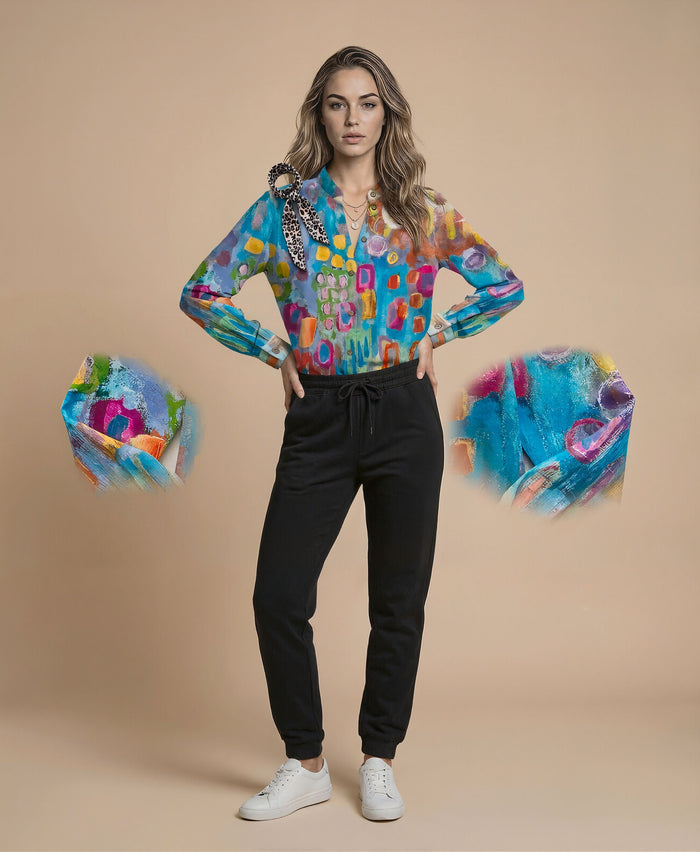 Floral Pattern 3D Printed Long-Sleeve Shirt