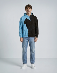 Black Cat Digital Print Top Hoodie