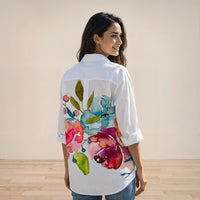 Ink-Wash Floral Print Shirt