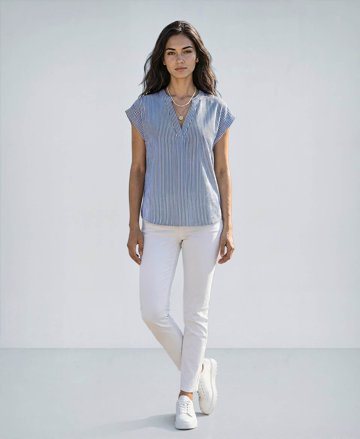 New Sleeveless Striped Blouse