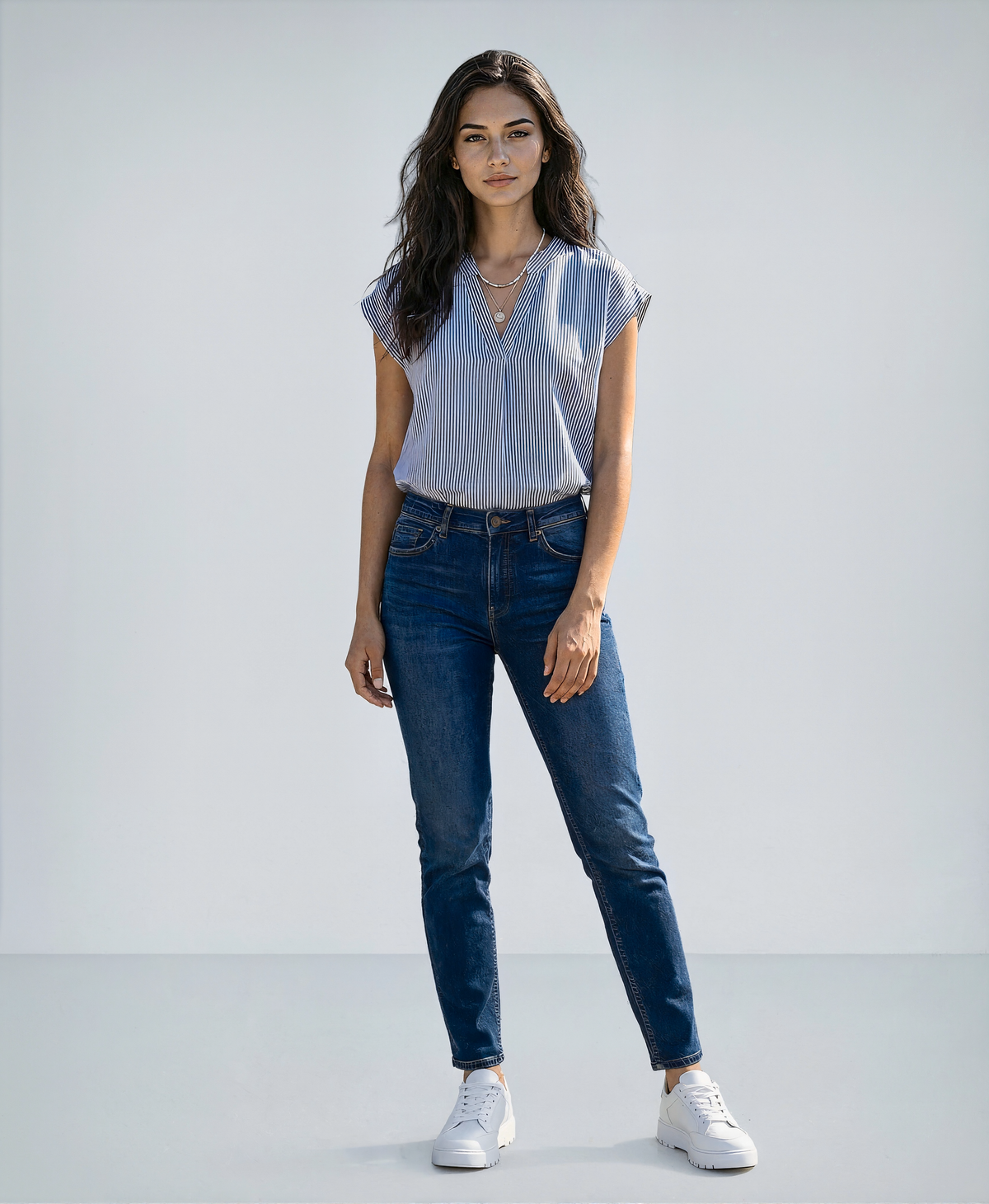 New Sleeveless Striped Blouse
