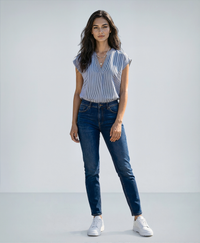 New Sleeveless Striped Blouse