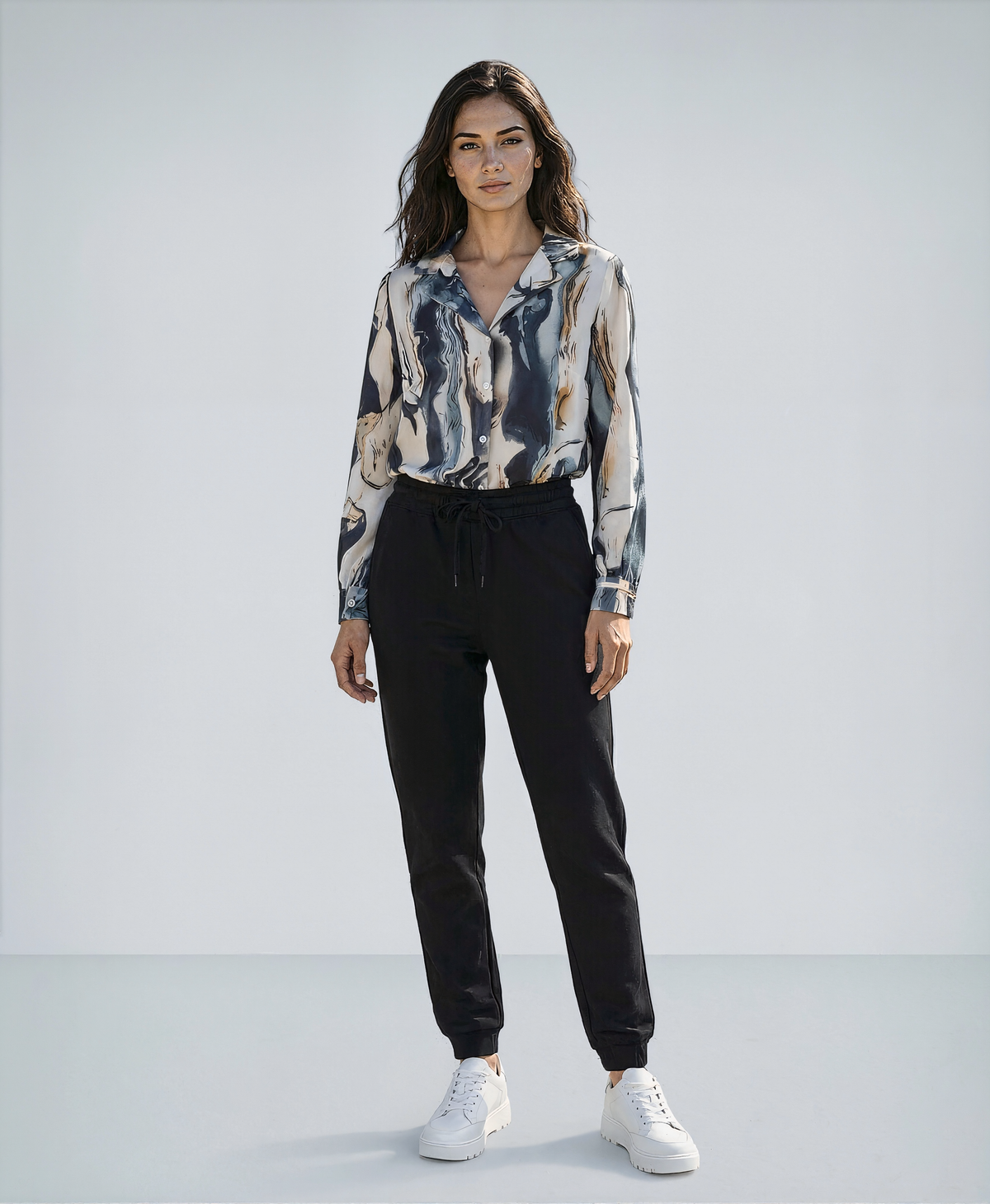 Fashion Button Down Shirts V Neck Long Sleeve