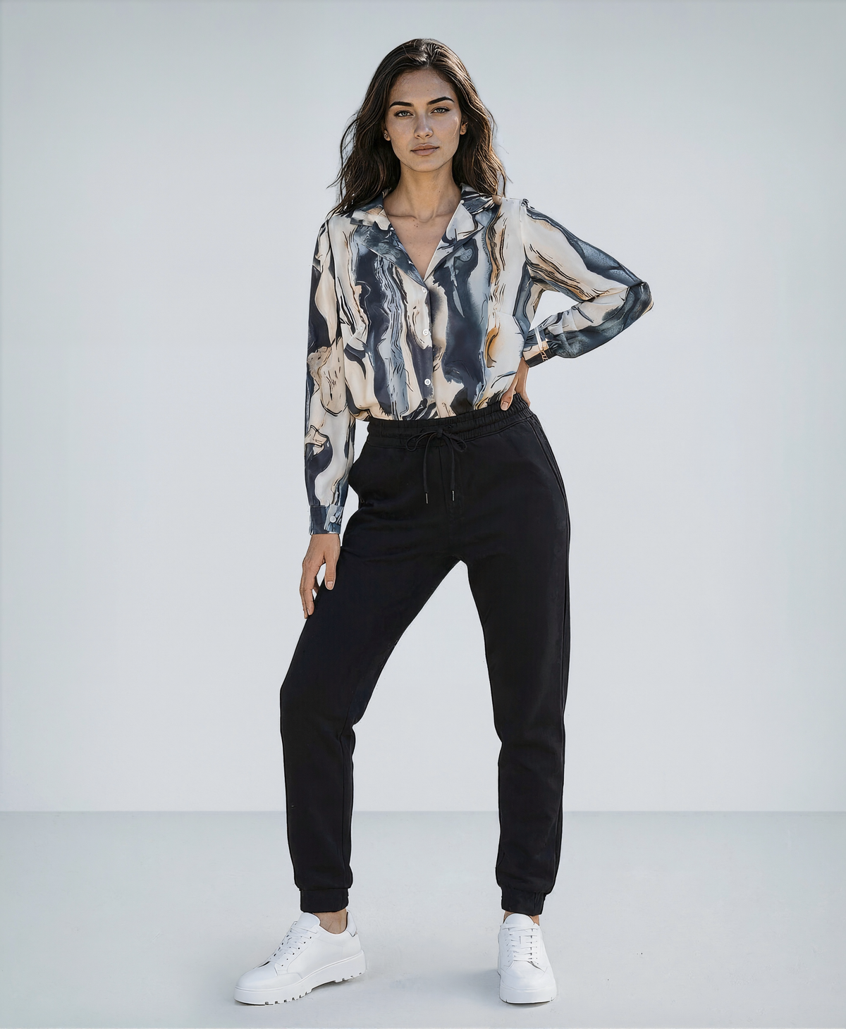 Fashion Button Down Shirts V Neck Long Sleeve