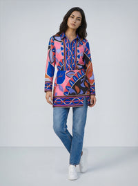 Three-piece Printed Drape Shirt Shorts And Skirts