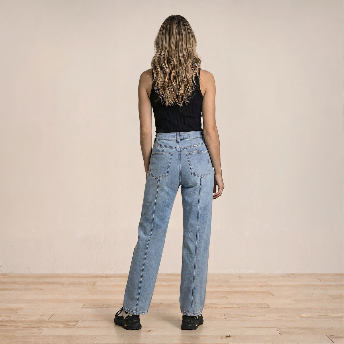 Deconstructed Stitching Straight Jeans