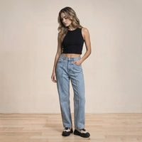 Deconstructed Stitching Straight Jeans