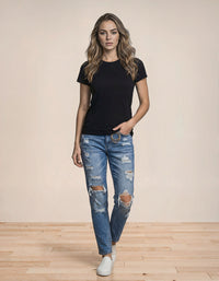 Ripped Slim Fit Jeans For Women