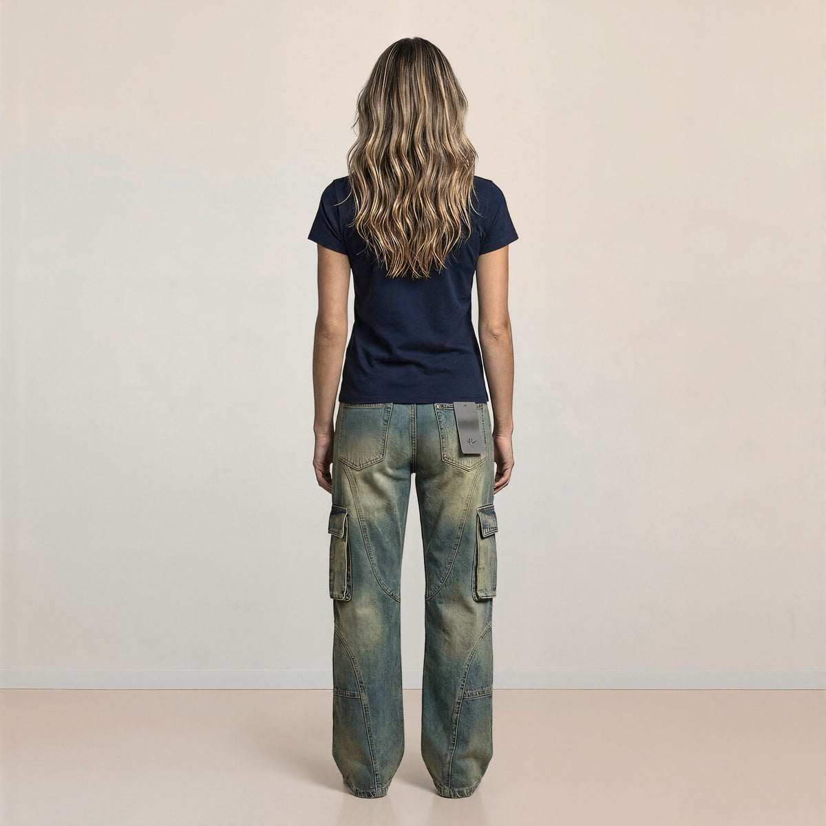 Deconstructed Design Washed Jeans