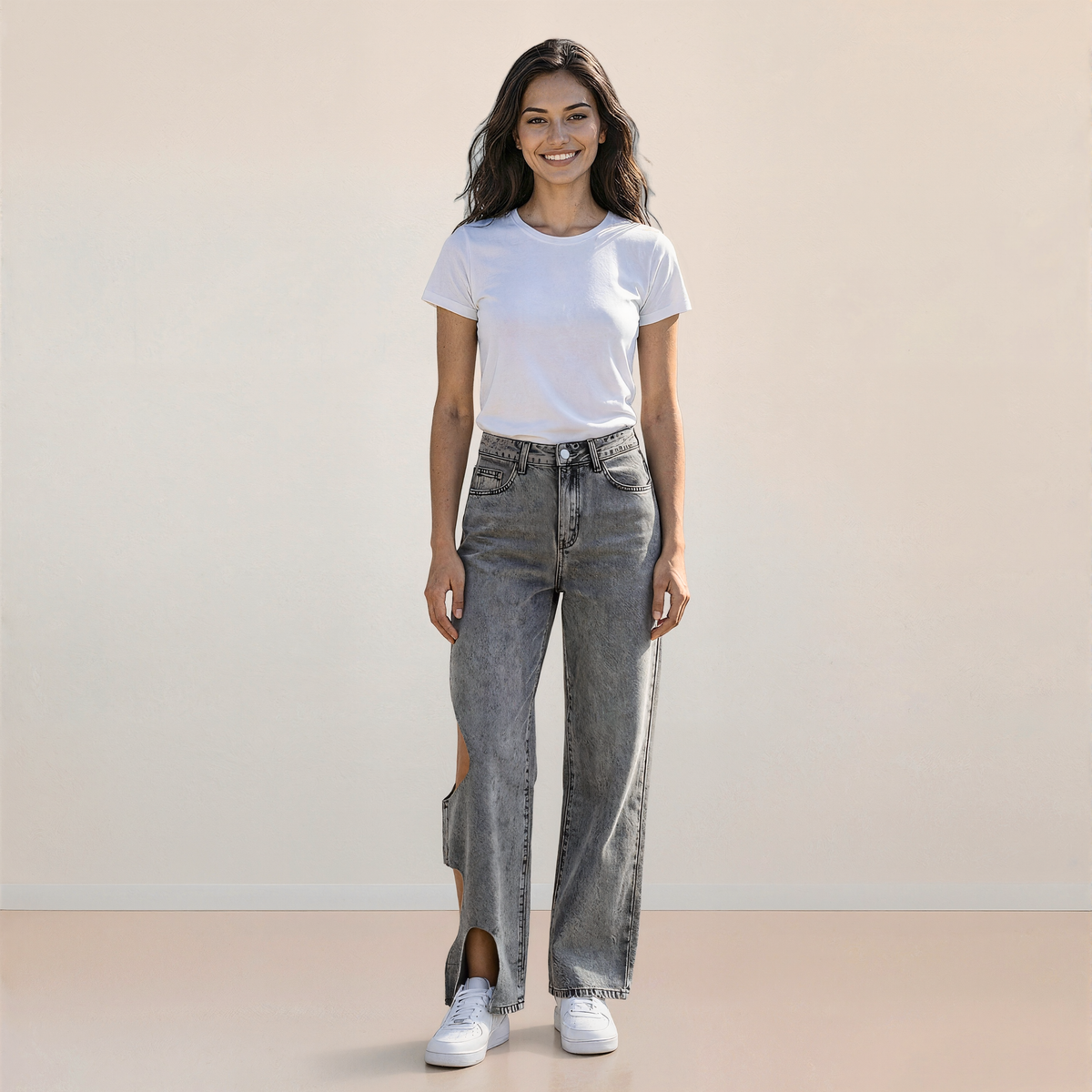 Vintage Bow Embroidered Washed Jeans