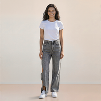 Vintage Bow Embroidered Washed Jeans