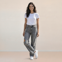 Vintage Bow Embroidered Washed Jeans