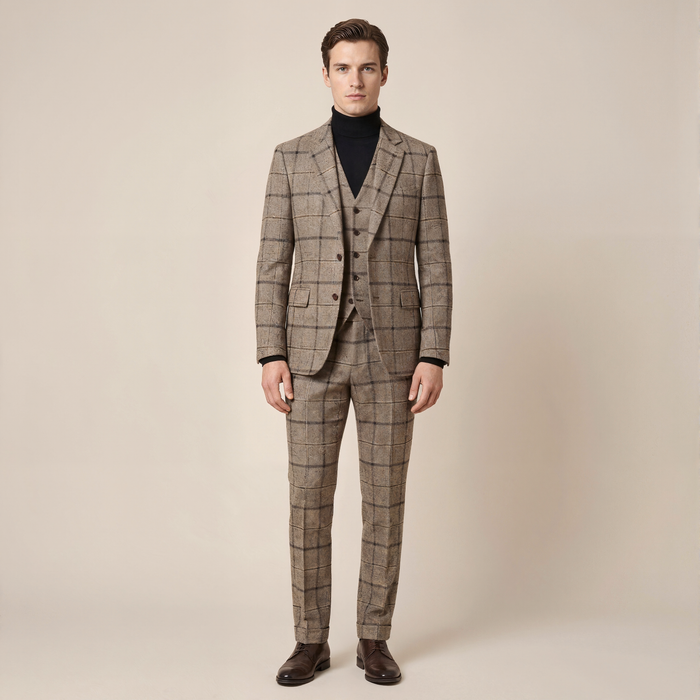 Thick Slim Fit Plaid Suits