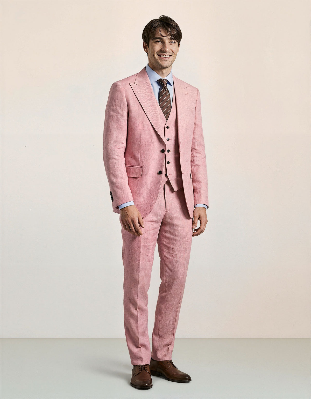 European And American Pink Business Casual Suit Three-piece Suit Men